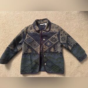 Patterned Croft & Barrow Fleece/Wool Jacket Size Small